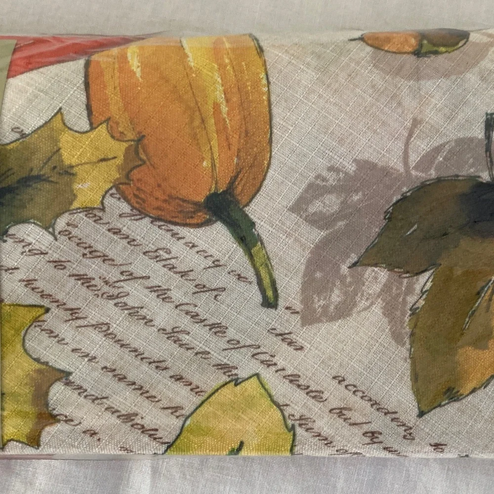Round Tablecloth Sunflower squash acorns grateful season fall pattern NWT
